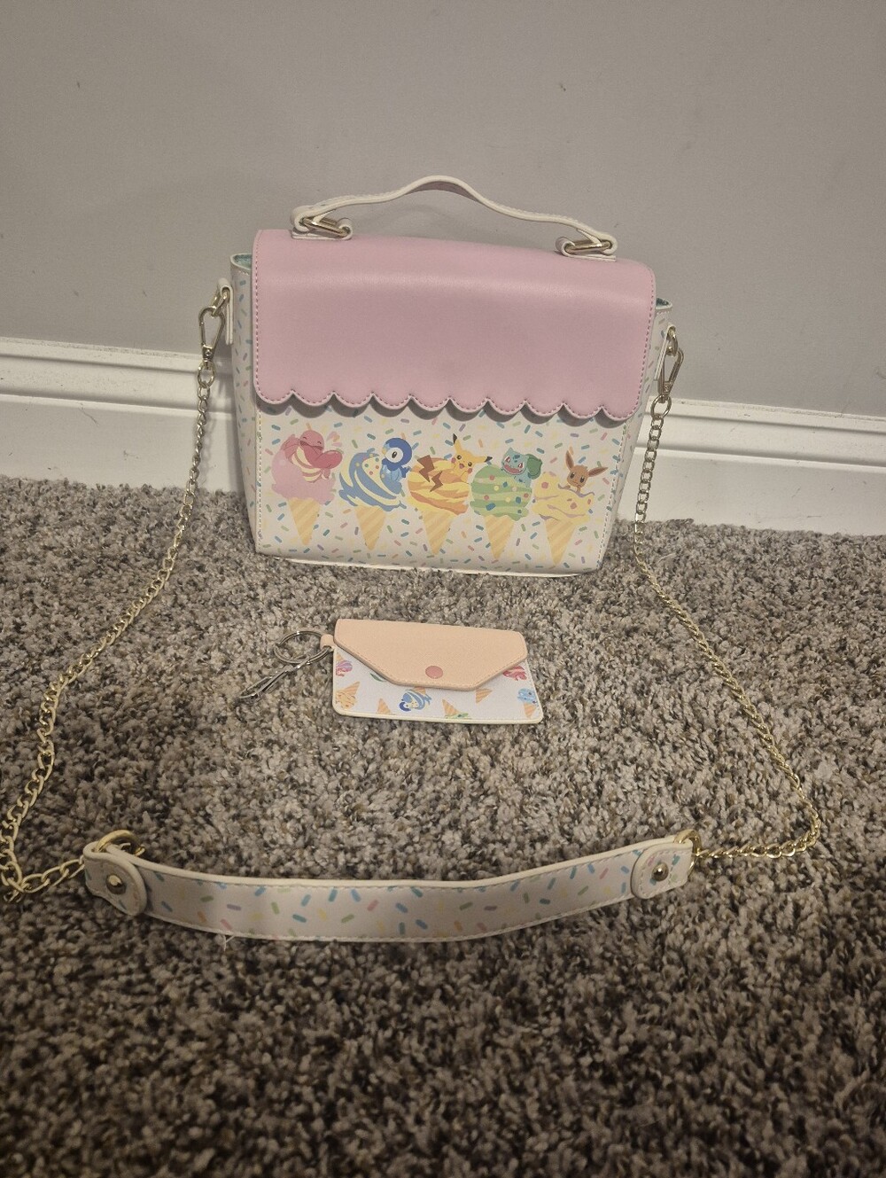 Loungefly X Pokemon Ice Cream Friends Eevee, Pikachu Scallop Crossbody Bag